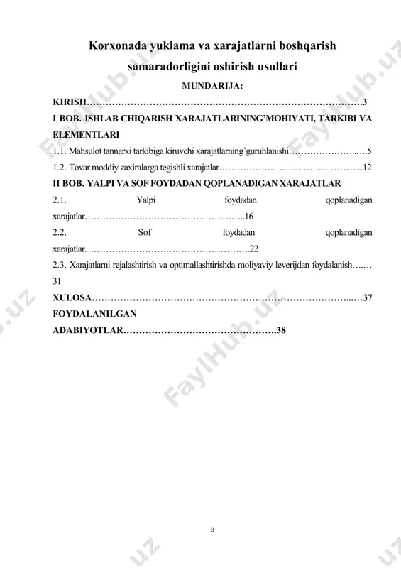dni va uning yalpi ichki mahsulotdagi hissasi 40,0 foiz atrofida tashkil etmoqda. korxonaning’moliyaviy barqarorligining’asosiy vazifalaridan biri bu shakllanish manbalari bilan zahiralar mavjudligini tahlil qilishdir. zaxiralarni shakllantirishdan foydalanishni tavsiflash uchun har xil turdagi manbalarni qamrab olishning’turli darajasini aks ettiruvchi bir nechta ko‘rsatkichlar qo‘llaniladi: ( o‘z aylanma mablag‘larining’mavjudligi (o‘z kapitali va aylanma mablag‘lar qiymati o‘rtasidagi farqga teng); ( zaxiralarni qoplashning’o‘z va uzoq muddatli manbalarining’mavjudligi (o‘z aylanma mablag‘larini uzoq muddatli majburiyatlar miqdoriga ko‘paytirish hisobidan olinadi); ( zaxiralarni qoplashning’asosiy manbalarining’umumiy qiymati (o‘z va uzoq muddatli aylanma aktivlar hamda qisqa muddatli kreditlar va ssudalar yig‘indisiga teng). moliyaviy barqarorlikning’mutlaq ko‘rsatkichlari bilan bir vaqtda analitik ko‘rsatkichlarni - xususan, likvidlik ko‘rsatkichlarini hisoblash maqsadga muvofiqdir. ulardan asosiylari: joriy, tezkor va mutlaq likvidlik koeffisiyentlaridir. kurs ishining’maqsadi: ushbu kurs ishi mavzusini yoritishdan korxonada yuklama va xarajatlarni boshqarish samaradorligini oshirish usullaridan iborat. bugungi kunda mamlkatimiz ijtimoiy-iqtisodiy rivojlanishining joriy va istiqboldagi chora – tadbirlarini belgilashda pandemiya oqibatlarining ta’sirini har tomonlama hisobga olish, iqtisodiy …