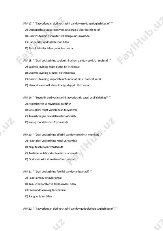 dorixona sharoitida dori vositalarini tayyorlash savollar - Page 4