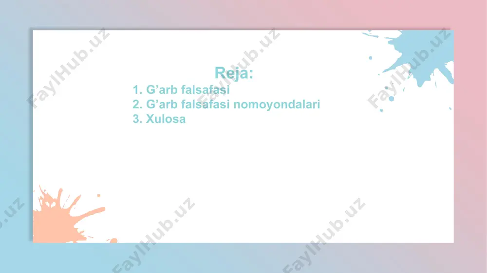 da va uning xarakteriga bog'laydilar.grek dialektikasini pifagor maktabi rad etdi.milet faylasuflari dunyoning asosiga materiyani qo'ysalar, pifagor maktabi esa sezish mumkin bo'lmagan abstrakt raqamnisonni qo'yadi. bu idealistik falsafa stixiyali materializmga qarshi chiqdi. bunga sabab, jarayonning qiyinchiliklari natijasi edi. eramizdan avval 585- 525-y. 5 pifagor, (eramizdan oldin 576-496) yashagan. pifagor maktabi matematika bilan qiziqqani uchun tabiat qonuniyatining miqdoriy xususiyatlarini anglashga qaratdi. bu maktab g'oyalarida idealistik diniy falsafiy qarash bilan ilmiy tafakkur elementlari uchraydi. pifagorchilar o'zlarining ta'limotlarida dunyoqarash sohasi bilan miqdor kategoriyasini kiritdilar. afina faylasuflari materiyaning ichki tuzilishi, moddiy elementlar xarakterini. uning rivoilanish sabablarini tushuntirishga uringanlar. eramizdan oldin 576-496 qadimgi grek falsafasini rivojlantirishda sokrat alohida o'rin tutadi. u miloddan avvalgi 469-yilda tug'ilib 399-yilda vafot etgan. uning ta'limotida ham epistemologik (epistemologiya-bilim, uning tuzilishi, tuzilmasi va rivojlanishini o'rganadigan falsafiymetodologik ta'limot) va etnik-siyosiy muammolar markaziy o'rinni olgan. u sofistlarning ko'p qarashlarini rad qilgan. uning falsafasida umumiy ne'mat-(oliy ezgulik) va adolat hisoblanadigan qadriyatlar va me'yorlar mavjud. sokrat …