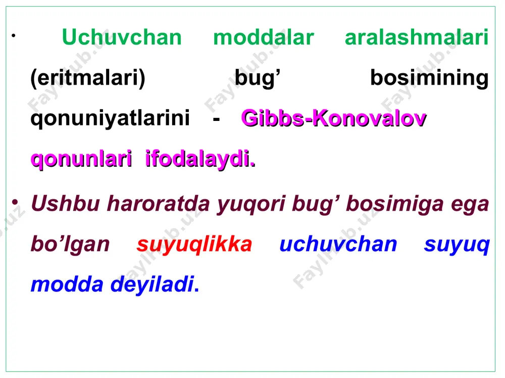 smi flegma deyiladi, u kolonnaning yuqori qismi normal ishlashini ta’minlaydi); 11-kondensatning qolgan qismini yig’gichga yig’ib olish uchun mo’ljallangan nay. xaydash amalda laboratoriya sharoitida deflegmatordan foydalaniladi (vi.14-rasm). sanoatda suyuqliklar aralashmasini haydash uchun rektifikasion kolonnalar ishlatiladi (vi.15-rasm). eng ko’p tarqalgani likopchali kolonnalardir. kolonnalardagi likopchalar soni qanchalik ko’p bo’lsa, rektifikasiya jarayoni shunchalik samarali bo’ladi. usulning ajratish qobiliyati 3 ta faktorga bog’liq bo’ladi: 1. ajratish koeffisienti (α); 2. kolonnaning likopchalari soni; 3. har bir likopchaning samaradorligi.