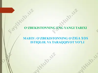 o‘zbekistonning eng yangi tarixi — PDF