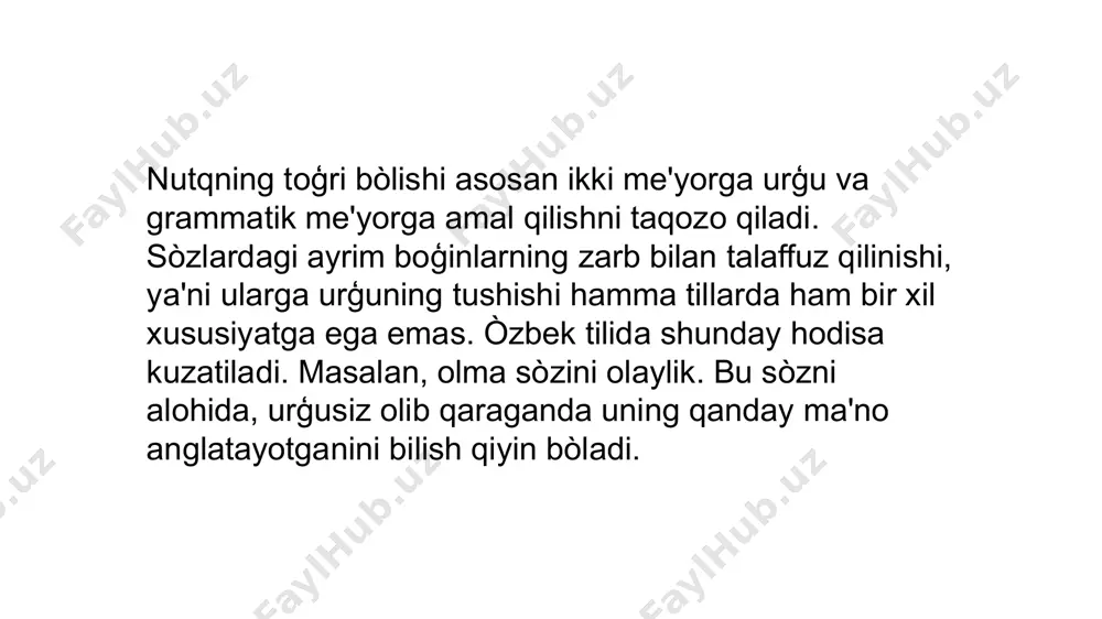 ng tinglovchilar tomonidan qabul qilinishi nazorat qilib borilishi lozim bòladi. 16 tadqiqotchilarning fikrlariga asoslanib, «nutq faoliyatida muallif òz oldiga qòygan maqsadni eng aniq, eng tòg’ri, eng yaxshi, eng ta’sirchan, eng tushunarli qilib ifodalaydigan sòzlarni, so`z birikmalarni, gaplarni topishga, tanlashga intiladi. bu vositalarni yaxlit qilib, «maqsadga muvofiqlik» deb belgilash mumkin». 17 nutqning maqsadga muvofiqligi ma’lumki, sòzlovchi tomonidan rejalashtirilgan yoki vaziyatga qarab sòzlanadigan nutq ma’lum maqsadga yònaltirilgan bòladi. ya’ni sòzlovchi aniq maqsad va manfaatni kòzlab, til vositalaridan foydalanadi. adabiy til me’yorlariga amal qilib sòzlangan nutq tog’ri, aniq, toza, mantiqiy, ta’sirchan, demak, maqsadga muvofiq nutq sanaladi. 18 e'tiboringiz uchun raxmat!!!102-guruh talabasi amonova sevinch image1.png image3.png image4.jpeg