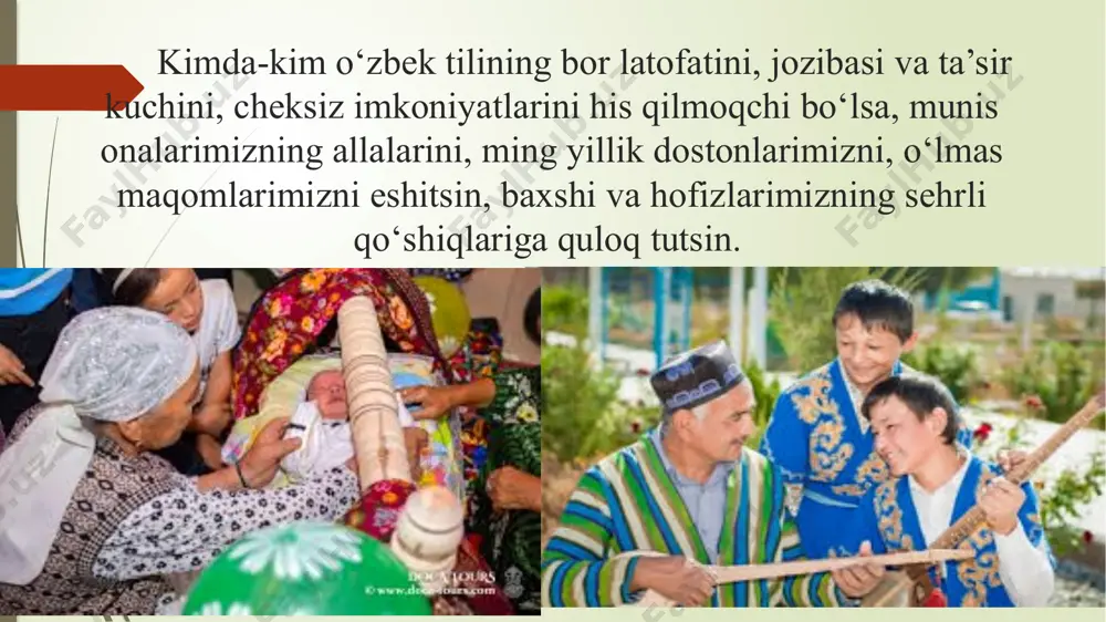 iyatidan kelib chiqqan holda, 21-oktabr sanasi yurtimizda “o‘zbek tili bayrami kuni” deb belgilandi. o‘zbek tilining xalqaro nufuzi oshib bormoqda o‘zbek tili amerika qo‘shma shtatlari, buyuk britaniya, germaniya, fransiya, shvetsiya, rossiya, ukraina, xitoy, yaponiya, janubiy koreya, hindiston, turkiya, afg‘oniston, ozarbayjon, tojikiston, qozog‘iston, turkmaniston, qirg‘iziston kabi davlatlarning 60 ga yaqin universitetlari va 100 dan ziyod maktablarida o‘rganilmoqda. o‘zbek tili va adabiyoti bo‘yicha ilmiy izlanishlar olib borayotgan chet ellik olim va tadqiqotchilar soni yil sayin ko‘paymoqda. mamlakatimizning xorijdagi elchixonalari va diplomatik vakolatxonalari qoshida “o‘zbek tilining do‘stlari” klublari tashkil etilmoqda. o‘zbekistonning turkiy tilli davlatlar hamkorlik kengashiga a’zo bo‘ldi. 2020-yilning 23-sentabr kuni o‘zbekiston respublikasi prezidenti sh.mirziyoyev birlashgan millatlar tashkiloti bosh assambleyasining 75-sessiyasida o‘zbek tilida nutq so‘zladi. bu chinakam tarixiy hodisa edi. prezidentimiz o‘z tilimizda butun dunyoga mustaqil mamalakatning o‘z tilida dunyoga aytar so‘zi borligini namoyon qildi. 3-uyg‘onish davri o‘zbek tilida yaratiladi yaqinda bo‘lib o‘tgan “o‘qituvchi va murabbiylar kuni” munosabati bilan o‘tkazilgan yig‘ilishda ham prezidentimiz yurtimizda …