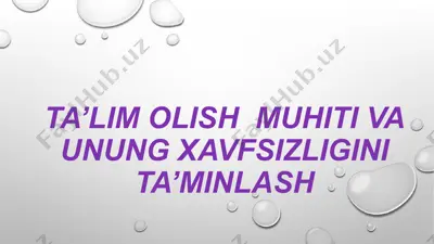 ta’lim olish muhitini va uning xavfsizligini ta’minlash — PPTX