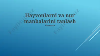hayvonlarni va nur manbalarini tanlash — PPTX