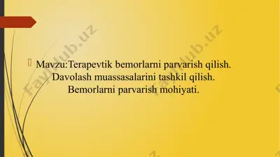 bemorlarni parvarish qilish — PPTX