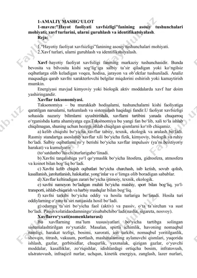 hayot faoliyati xavfsizligi — DOCX