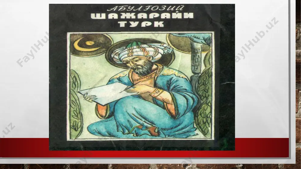 “shajarai turk” va uning o’rganilishi. –t., 1993. 3. jabborov e. abulg’ziy bahodirxon – tilshunos.- qarshi du nashri, 2008 4. www.ziyo.net. e’tiboringiz uchun rahmat… image3.jpg image4.jpeg image5.png image6.png image7.png image8.png image9.png image10.png /docprops/thumbnail.jpeg