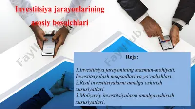 investitsiya jarayonlarining asosiy bosqichlari — PPT