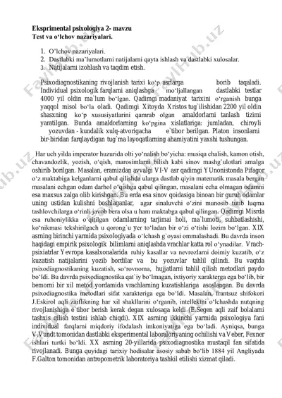 eksprimental psixologiya 2- mavzu — PDF
