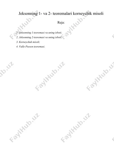 jeksonning 1- va 2- teoremalari korneychik misoli — DOC