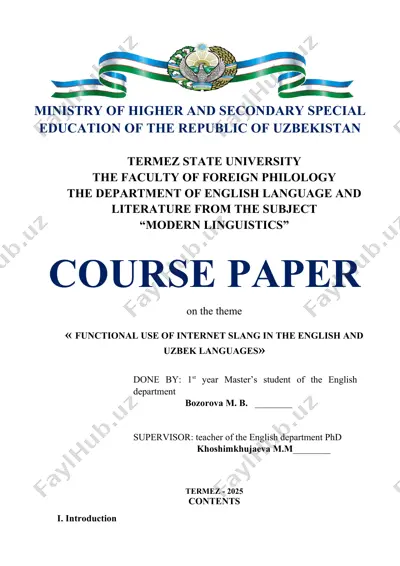 functional use of internet slang in the english and uzbek languages — DOCX