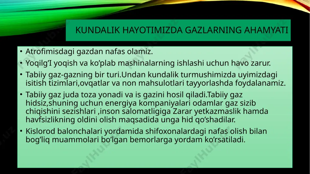 gazlar mavzusidagi slayd - Page 4