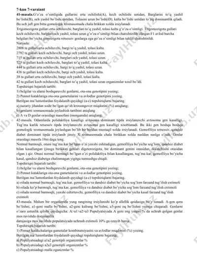gullar genetikasi va xromosomalar — DOCX