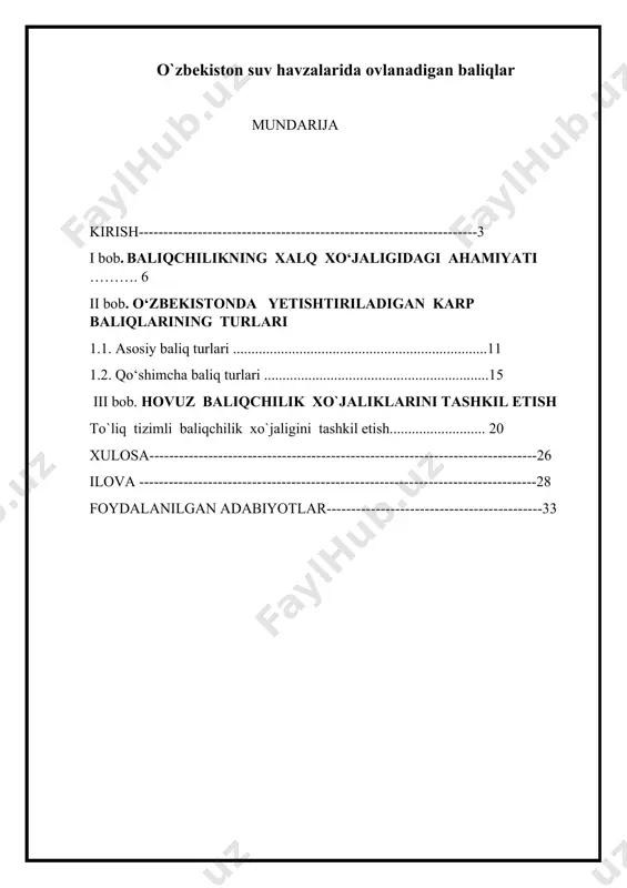 lari to’g’risida” qaror qabul qilindi. o`zbekistonda baliqchilik tarmog`i salohiyatini oshirish maqsadida “2015-yilda respublikaning baliqchilik tarmog`ini rivojlantirish va baliq mahsulotlarini ishlab chiqarish hajmini oshirish bo`yicha chora-tadbirlar dasturi” qabul qilingan. agrar, suv xo`jaligi masalalari va ekologiya qo`mitasi tomonidan 2008-yil 29-sentabrdagi «mamlakat baliqchiligi: muammolar va ularni hal etish yo`llari» respublika konferensiyasining rezolutsiyasi hamda bmtning fao loyihasi doirasida milliy va xalqaro ekspertlar tomonidan ishlab chiqilgan «o`zbekiston 2008—2016-yillarda akvakultura va baliq ovlashni rivojlantirish konsepsiyasi va strategiyasi» me’yoriy hujjatlari asosida o`zbekiston respublikasi vazirlar mahkamasining 2011-yil 1-martdagi 03-35- 12-sonli bayoni bilan tasdiqlangan 2011-yilda “baliqchilik tarmog`ini rivojlantirish bo`yicha amalga oshiriladigan chora – tadbirlar” dasturiga ko`ra tarmoqni rivojlantirish dasturi doirasida qator amaliy tadbirlar o`tkazildi. o`zbekiston hududidan sirdaryo, amudaryo va zarafshon daryolari oqib o`tib, 300 000 gektar maydonga tabiiy ko`llar barpo qilgan. shularning eng kattasi arnasoy suv havzasi bo`lib, chordara suv omboridan suv oqizilishi natijasida paydo bo`lgan va shartli ravishda uch qismga: aydar ko`l (130 000 ga), tuzkon ko`l (40 …
