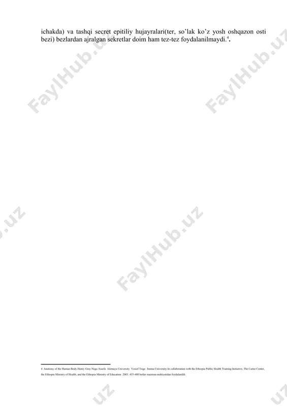 he carter center, the ethiopia ministry of health, and the ethiopia ministry of education 2003. 355-370 betlar mazmun mohiyatidan foydalanildi. ] jinsiy bezlar – aralash bezlar qatoriga kiradi. ularning tashqi sekretsiyasi jinsiy hujayralar - spermatazoidlar, hamda tuxum hujayralariga ishlab, tashqariga chiqarishdan iboratdir. ichki sekretsiya esa garmonlar hosil qilish va ularni qonga ajratishdan iborat. funksional jihatidan erkak jinsiy garmonlari bilan ayol jinsiy garmonlari bir-biridan farq qiladi, ammo ularning kimyoviy tarkibi, tuzilishi bir xil bo‘ladi. erkaklar jinsiy bezlaridan androgenlar deb nomlanuvchi garmonlar ajralsa, ayollar jinsiy bezlaridan esa ekstrogenlar deb nomlanuvchi garmonlar ajraladi. jinsiy tarbiyani balog‘atga etilmasdan oldinroq boshlash kerak. ularga odamning jinsiy rivojlanishi haqida chuqurroq tushuncha berish kerak bo‘ladi. bu tarbiyani olib borishda pedagoglardan mohirlikni, qattiyatlikni va zukkolikni talab etadi. jinsiy bezlarning endokrin qismi erkaklarda moyak, ayollarda tuxumdon jinsiy hujayralardan tashqari, qonga jinsiy gormonlar ham ishlab chiqaradi. bu gormonlar ta’sirida ikkilamchi jinsiy belgilar paydo bo’ladi. moyakning endokrin qismi buralma urug’ naychalarining o’rtasidagi …