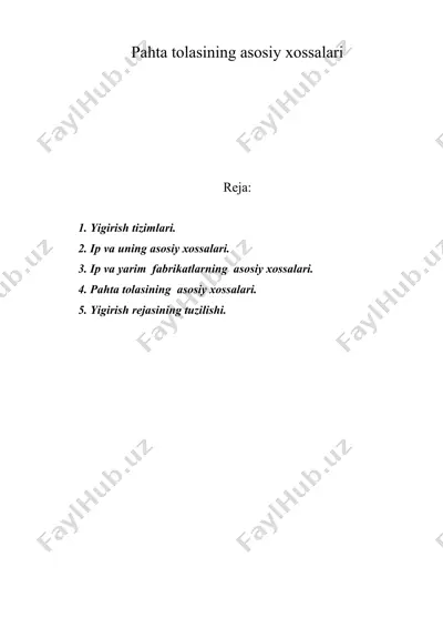 pahta tolasining asosiy xossalari — DOC
