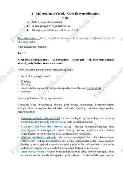 kiber-jinoyat tushunchasi — DOC