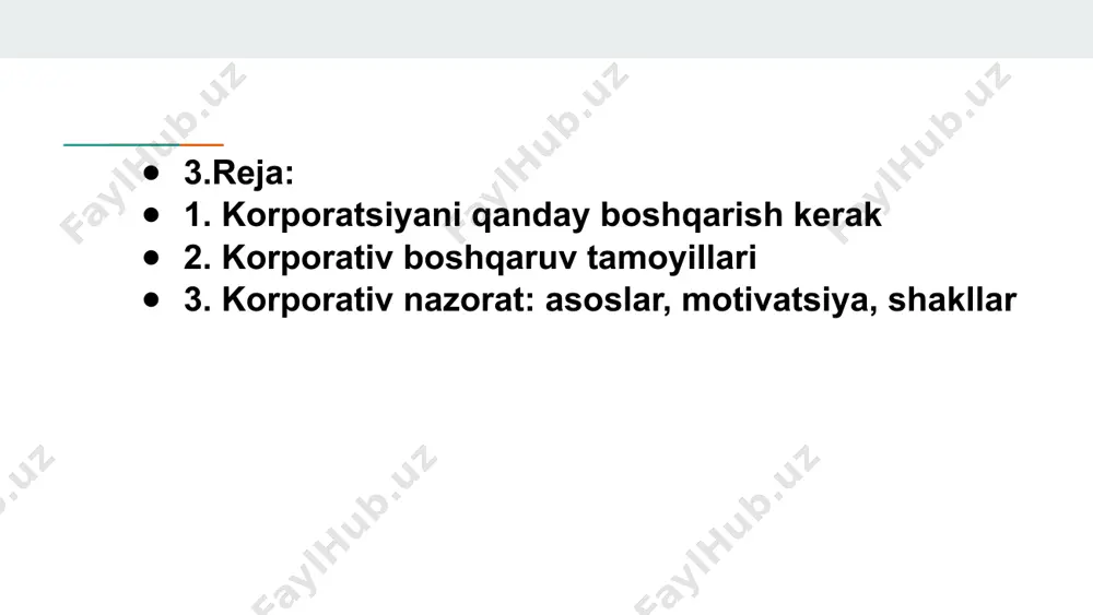 ioya qilinmasa, kompaniya jarimalar bilan emas, balki kapital bozoridagi obro'siga putur etkazish bilan tahdid qilinadi. bu zarar investorlar qiziqishining pasayishiga va aksiyalar narxining pasayishiga olib keladi. bundan tashqari, bu tashqi investorlar tomonidan kompaniyaga keyingi operatsiyalar va investitsiyalar kiritish imkoniyatlarini cheklaydi, shuningdek, kompaniyaning yangi qimmatli qog'ozlarni chiqarish istiqbollariga zarar etkazadi. shu sababli, investitsiya jozibadorligini saqlab qolish uchun g'arb kompaniyalari korporativ boshqaruv qoidalari va qoidalariga rioya qilishga katta ahamiyat beradi. korporativ boshqaruv tamoyillari” iqtisodiy hamkorlik va taraqqiyot tashkiloti (oecd) tomonidan ishlab chiqilgan asosiy tamoyillar* shakllantirildi.korporativ boshqaruv tizimining tabiati va xususiyatlari odatda bir qator umumiy iqtisodiy omillar, makroiqtisodiy siyosat va bozorlardagi raqobat darajasi bilan belgilanadi. tovarlar va ishlab chiqarish omillari uchun. korporativ boshqaruvning tuzilishi ham huquqiy va iqtisodiy institutsional muhitga, biznes etikasi korporatsiyaning atrof-muhit va jamoat manfaatlaridan xabardorligi. korporativ boshqaruvning yagona modeli mavjud emas. shu bilan birga, iqtisodiy hamkorlik va taraqqiyot tashkilotida (oecd) olib borilgan ishlar korporativ boshqaruvning negizida yotgan bir qancha umumiy …