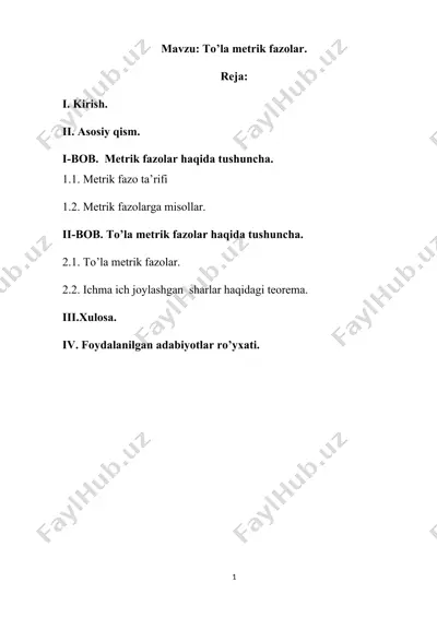 to’la metrik fazolar — DOCX