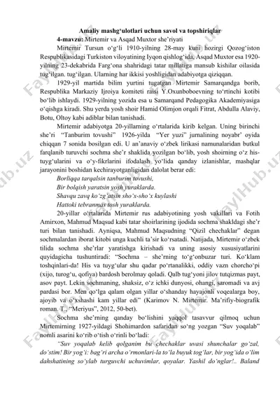mirtemir va asqad muxtor she’riyati — DOCX