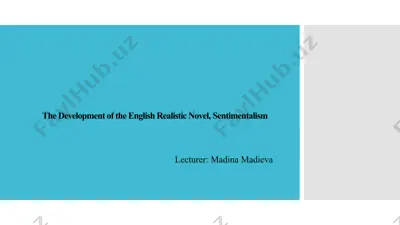 the development of the english realistic novel, sentimentalism — PPTX