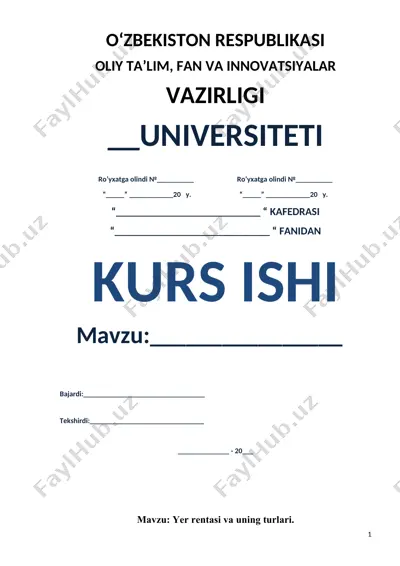 yer rentasi va uning turlari — DOCX