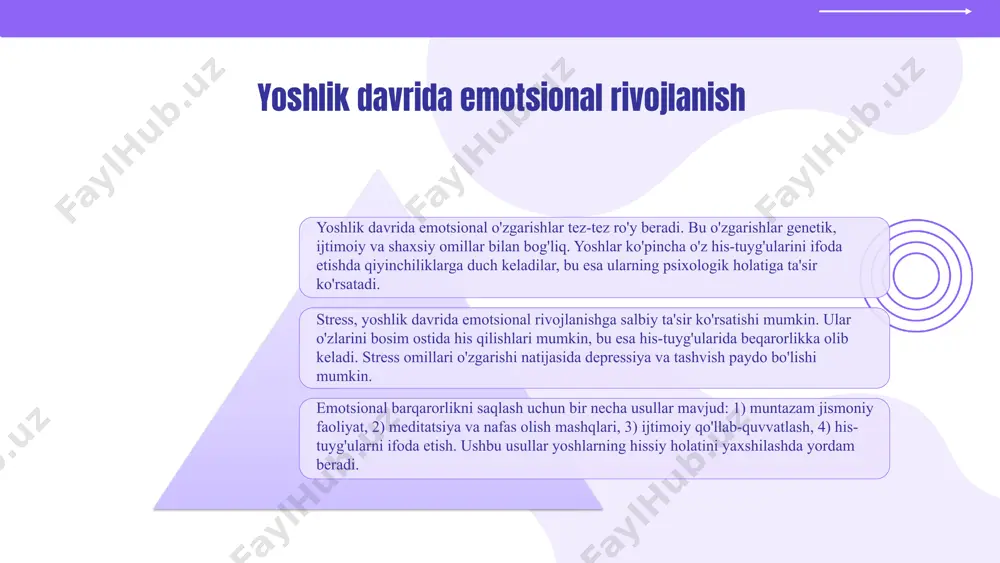 i yangi tadqiqot yo'nalishlari va imkoniyatlar yoshlar ruhiy holatini o'rganish uchun yangi tadqiqot yo'nalishlari muhimdir. virtual haqiqat va sun'iy intellekt yordamida psixologik xususiyatlar chuqurroq o'rganilishi mumkin. bu imkoniyatlar yoshlar ruhiy sog'lig'ini yaxshilashga yordam beradi. interdisipliner yondashuvlar ruhiy holatni o'rganishda interdisipliner yondashuvlar muhimdir. psixologiya, sotsiologiya, va biologiya kabi fanlararo aloqalar tadqiqot samaradorligini oshiradi. yoshlar ruhiy holatiga turli fanlar nuqtai nazaridan yondashish imkonini beradi. ijtimoiy omillar va yoshlar psixologiyasi ijtimoiy omillar ta'rifi ijtimoiy omillar - individlar va guruhlar o'rtasidagi munosabatlar, madaniyat va an'analar orqali yuzaga keladigan ta'sirlar. bu omillar yoshlar ruhiy holati va identifikatsiyasini shakllantirishda muhim. ijtimoiy omillarni o'rganishning ahamiyati yoshlar psixologiyasida ijtimoiy omillarni o'rganish, ularning rivojlanish jarayonini tushunishga yordam beradi. misollar va statistik ma'lumotlar orqali ijtimoiy omillar ta'sirini ko'rish mumkin. photo by jakob owens on unsplash oila muhiti va yoshlar rivojlanishi oila muhitining yoshlar psixologiyasiga ta'siri juda muhimdir. ijobiy ta'sirlar sifatida: 1. oila a'zolari o'rtasida ishonganlikni rivojlantiradi; 2. yoshlarning emotsional stabilitetini …