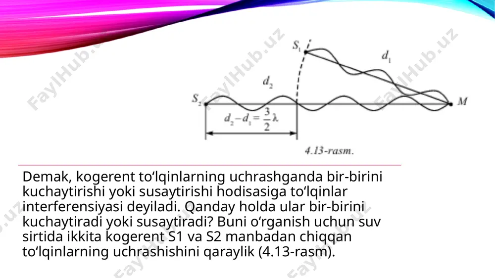 ndan tashqari, kuzatish gologrammaning o’ng tomonidan o’tkir burchak ostida olib borilsa, narsaning haqiqiy tasviri ham tiklanadi. lekin bu holda narsaning joylashuvi teskarisiga o’zgaradi. masalan, botiq joy qavariq va aksincha bo’ladi. ammo, odatda, jism real mavjuddek tuyuladigan mavhum tasvirdan foydalaniladi. shuni ta'kidlash lozimki, hatto gologrammaning bir bo’lagi ham tasvirni to’la tiklashga imkon beradi. ammo bo’lakchaning juda kichik bo’lishi tasvirning aniqligini yomonlashtirishi mumkin. gologramma olish chizmasi golografiyaning qo’llanilishi. golografiya usulidan hozir juda ko’p sohalarda foydalaniladi. lekin ularning eng muhimi — ma'lumotlarni yozish va saqlash. golografiya oddiy mikrofotografiya usuliga qa-jjaganda, bir xil hajmga yuzlab marta ko’p ma'lumotni yozishga imkon beradi. masalan, o’lchamlari 32x32 mm bo’lgan fotoplastinkaga, har birining yuzasi 1 mm2 dan bo’lgan 1024 ta gologrammani, ya'ni 1024 betli kitobni joylashtirish mumkin. golografik xotirali ehm, golografik elektron mikroskop, golografik kino va televideniye, golografik interferometrlar kabi istiqbolli sohalar endigina rivojlana boshlamoqda. lazer nuri l linza yordamida kengaytirilib a obekt va uning yonidagi k ko‘zguga …