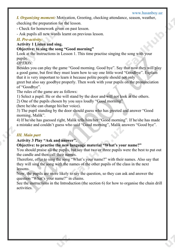 rcise is to give pupils the opportunity to relax, to get up from their seats and move around a bit, it is not much important to choose rhymes for energising exercises. because the educational process at school does not allow much time for pure entertainment, in this task there is another purpose. specifically, using this opportunity, the authors propose to perform a physical exercise with numbers from 1 to 10 as in the dvd. the purpose of this activity is not to teach pupils the numbers but familiarize them with the pronunciation of numbers as entertainment. so the kids take it as a game, but in the future it will help them learn the numbers faster. play the dvd. ask the pupils to watch and repeat. activity 5 listen and repeat. objective: to practise and pronounce the sound [h] the purpose of this activity is to teach pupils how to …