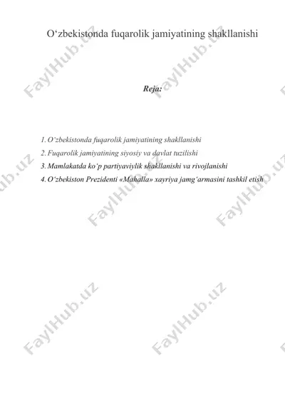 o‘zbekistonda fuqarolik jamiyatining shakllanishi — DOC