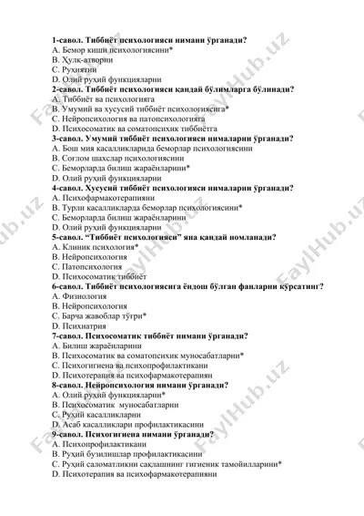 tibbiyot psixologiyasi — DOCX