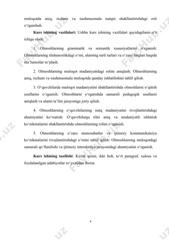 , har, qaysidir, nimadir. xususiyatlari: noaniq yoki umumiy ma’noni bildiradi. ba’zi hollarda aniqlik darajasini ifodalaydi: hamma bu narsani biladi. ba’zi odamlar kechikdi. 5. inkornoma olmoshlari (inkor olmoshlari). biror shaxs yoki narsaning mavjud emasligini bildiradi: hech kim, hech narsa, aslo, hech qaysi. xususiyatlari: inkor gaplarda ishlatiladi. hech bir yoki mavjud emaslikni ko‘rsatadi: hech kim kelmadi. hech narsa topilmadi. 6. o‘zlik olmoshi. shaxsning o‘ziga tegishli ekanligini ifodalaydi: o‘z. xususiyatlari: shaxs yoki narsaning o‘ziga xosligini bildiradi: men o‘zim buni qildim. o‘z narsasini o‘zi qoldiribdi. 7. taqsim olmoshlari. narsalarning bir-biridan ajratilganligini yoki taqsimlanganligini bildiradi: har, har biri, biri, boshqa. xususiyatlari: taqsimlashni yoki alohidalikni bildiradi: har bir bola darsni yaxshi o‘zlashtirdi. biri o‘qidi, boshqasi yozdi. 8. noaniq olmoshlar. shaxs yoki narsani aniq ko‘rsatmaydigan olmoshlar: kimdir, nimalar, qaysidir, nimadir, qandaydir. xususiyatlari: shaxs yoki narsaning aniq emasligini bildiradi. ko‘pincha xabar beruvchi gaplarda ishlatiladi: kimdir eshikni taqillatdi. qandaydir voqea sodir bo‘ldi. olmoshlar tilning o‘ziga xos so‘z turkumlaridan biri …