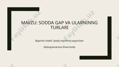 gap turlari bo’yicha viktorina va testlar — PPTX