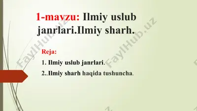 ilmiy uslub janrlari.ilmiy sharh — PPTX