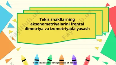 28-mavzu tekis shakllarning aksonometriyalarini frontal dimetriya va izometriyada yasash 8-sinf — PPT