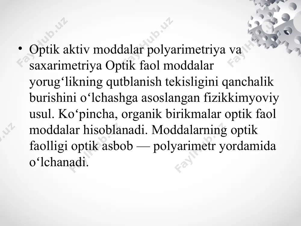 optik aktiv moddalar polyarimetriya va saxarimetriya - Page 2