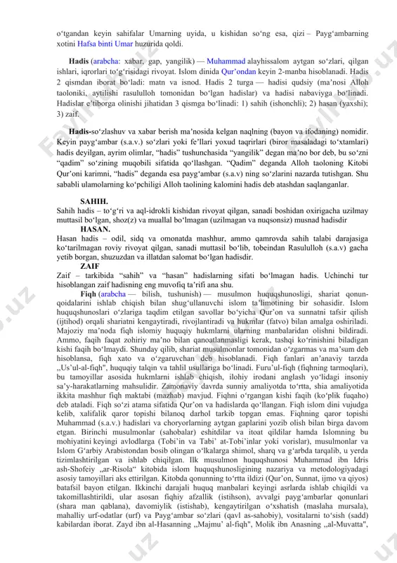 vsar surasi 3 oyatdan iborat. eng qisqa oyatlar „toho“ va „yosin“, eng uzun oyat „baqara“ surasining 282-oyatidir. suralar nozil boʻlish vaqti va joyiga koʻra 2 ga: hijradan oldin nozil boʻlgan suralar – „makka suralari“ (610—622 yillar, 86 sura) va hijradan keyin nozil boʻlgan suralar – „madina suralari“ (622-yildan, 28 sura) ga ajratiladi. birinchi xalifa abu bakr davrida ridda (dindan qaytish)ga qarshi olib borilgan qattiq janglarda qurʼonni toʻliq yod olgan koʻplab qorilar halok boʻlib, qurʼonning kelajak avlodga saqlanmay yoʻqolib ketish xavfi tugʻilgan paytda umar ibn xattob abu bakrga qurʼonni kitob holiga keltirib, jamlab qoʻyish zarurligini maslahat beradi. abu bakr bu ishni amalga oshirishni paygʻambar bilan koʻp vaqt birga yurgan sahoba, qurʼonni eng yaxshi yod olgan zayd ibn sobitga topshirdi. zayd ibn sobit, umar ibn xattob va boshqalar qurʼoni karimni puxta yod bilishlariga qaramay, bu ishning ishonchli boʻlishiga harakat qilib, masjidda: „kimning qoʻlida yozilgan qurʼon boʻlsa va uni paygʻambardan tinglaganiga ikkita guvohi …