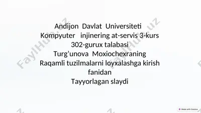 raqamli tizim yordamida ai algoritmalarini amalga oshirish — PPT