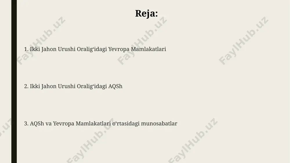 1930-yillarda aqshning neytrallik siyosati, yaponiya va germaniya kabi mamlakatlarning agressiv harakatlariga qaramay, atlantika okeanining narigi tomonidagi voqealardan uzoqlashishga urinish bilan tavsiflangan. tashqi siyosat va xalqaro munosabatlar ikkinchi jahon urushi arafasida aqshning lotin amerikasi mamlakatlari bilan munosabatlari asosan 1930-yillardagi buyuk depressiya ta'siridan kelib chiqqan iqtisodiy manfaatlarga asoslangan edi, bu esa aqshning mintaqadagi siyosiy ta'sirini kuchaytirdi. 1930-yillarda yaponiyaning manchjuriyaga bosqini va italiyaning efiopiyani bosib olishi millatlar ligasining samaradorligini pasaytirdi va ikkinchi jahon urushiga olib keladigan xalqaro taranglikning kuchayishiga sabab bo'ldi. 1920-yillarda yevropada, ayniqsa germaniya va italiyada milliy sotsialistik va fashist rejimlarining yuksalishi, versal shartnomasi natijasida yuzaga kelgan g'azab va qarshiliklar tufayli xalqaro munosabatlarni keskinlashtirdi. madaniy va intellektual rivojlanish parisiy "surrealizm" harakati 1920-yillardan boshlab yevropada va amerikada san'at va adabiyotga kuchli ta'sir ko'rsatib, salvador dali va rene magritt kabi rassomlarning ishlari orqali noan'anaviy obrazlar va texnikalarni targ'ib qildi. 1920-yillarning oxiri va 1930-yillar davomida qo'shma shtatlarda va yevropada "yo'qolgan avlod" adabiy harakati keng tarqalib, …