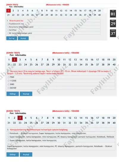 barcha fanlardan attestatsiya savollar — PDF