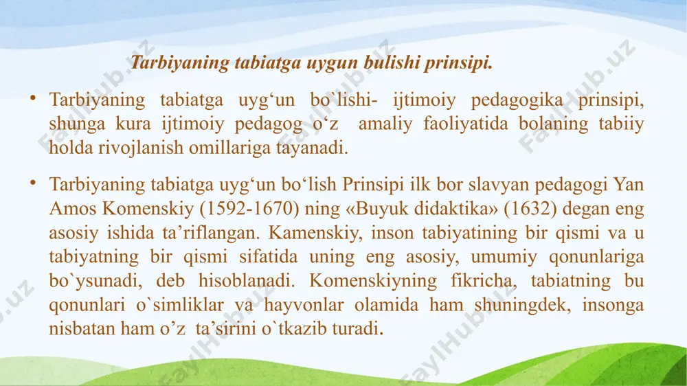 tarixiy holat va hayot sharoitlariga bog`lik, ravishda o`zgaradi. pedagogika fanining asosiy kategoriyalariga “ta'lim”, “tarbiya”, “ma'lumot” singari tushunchalar kiradi. shu kategoriyalar asosida “shaxs”, “rivojlanish”, “faoliyat”, “jamiyat”, “ijtimoiylashuv” singari ijtimoiy-gumanitar fanlar uchun umumiy bo`lgan tushunchalar qo`llaniladi. so`nggi yillarda «pedagogik faoliyat” kategoriyasi ham keng qo`llanilmoqda. ijtimoiy pedagogika fani pedagogikaning yo`nalishlaridan biri sifatida “ijtimoiy pedagogik faoliyat”, “ijtimoiy ta'lim” va “ijtimoiy tarbiya” singari kategoriyalarga ega. pedagogika va ijtimoiy pedagogika fani kategoriyalarining bir-biridan farqli jihati quyidagi jadvalda aks etgan. pedagogika hamda ijtimoiy pedagogika fani kategoriyalari pedagogika ijtimoiy pedagogika · ta'lim  o`qitish  tarbiya  pedagogik faoliyat  ijtimoiy ta'lim  o`qitishning ijtimoiy jihatlari  ijtimoiy tarbiya  ijtimoiy pedagogik faoliyat  ijtimoiylashuv  ijtimoiy institut  ijtimoiy adaptatsiya  ijtimoiy reabilitatsiya pedagogika faoliyat- bu ta'lim-tarbiya vositasida o`quvchilarga ijtimoiy madaniyat tajribalarini singdirishga qaratilgan kasbiy faoliyatdir. ijtimoiy pedagogik faoliyat- bu bolaning ijtimoiylashuviga, ularga ijtimoiy madaniyat tajribalarini singdirishga, jamiyatda o`z-o`zini boshqarishga sharoitlar yaratishga qaratilgan kasbiy faoliyatdir. u ma'lum …