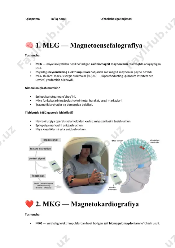 , atomlarni ionlashtirish uchun zarur bo‗lgan chastotadan ancha past chastotali radio to‗lqinlardan foydalaniladi. mrt biologik to‗qimalarga ionlashtiruvchi (zararli) ta'sir ko‗rsatmaydi va hozirda deyarli zararsiz hisoblanadi. mrtning fizikaviy tamoyillari inson to‗qimalaridagi atom yadrolari tashqi magnit maydonda bo‗lganida ma'lum bir chastotali radio to‗lqinlarini o‗zlashtira olishi va ularga javob berish xususiyatiga asoslanadi. ushbu javob radio signallari qabul qiluvchi tomonidan qayd etiladi va inson to‗qimalari haqidagi ma'lumotlarni o‗z ichiga oladi. elektr signallari analog-raqamli konvertor tomonidan yozib olinadi va keyin kompyuterga uzatiladi, unda maxsus dasturlar yordamida tasvir hosil bo‗ladi. 58 mrt paytida radioto‗lqinlar va statik magnit maydonlar bevosita atom yadrosi bilan o‗zaro ta'sir qiladi. hamma yadrolar ham magnit maydonga javob bera olmaydi - faqat toq sonli proton yoki neytronga ega bo‗lganlar (inson tanasidagi atomlarning yadrolari) - . biroq amalda faqat bitta proton va bir neytrondan iborat vodorod atomining yadrosidan foydalaniladi, chunki vodorod har qanday organizmda ko‗p miqdorda bo‗ladi, har bir suv molekulasi 2 vodorod atomidan …