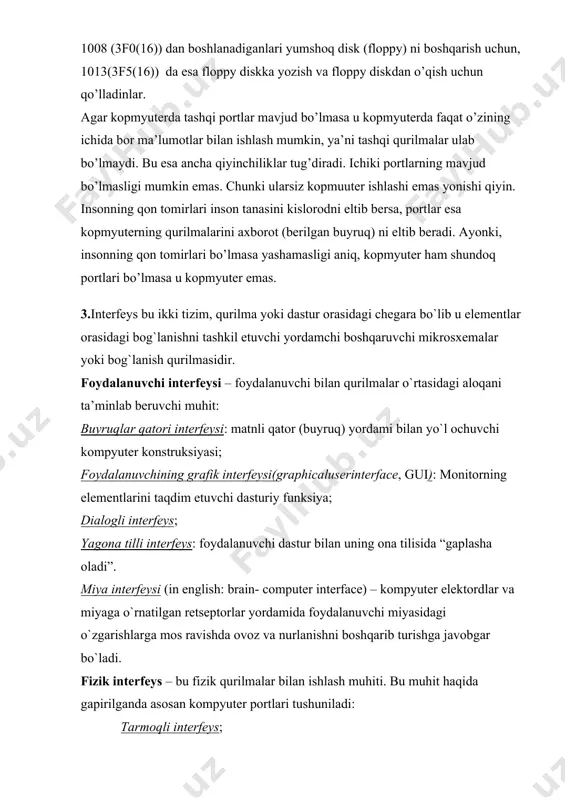 moq; f) xalqaro hisoblash tarmog`i (wan, wide area network); 2. operatsion tizim tarmog`i bo`yicha: a) windows asosida; b) unix asosida; c) netware asosida; d) aralashgan; 3. funksional qo`llanilishi bo`yicha: a) ma`lumotlarni saqlash tarmog`i; b) serverli fermalar; c) d) soho tarmog`i; 4. o`zaro aloqadorlik bo`yicha: a) mijoz- server; b) ko`p qatlamli arxitektura; c) nuqta- nuqta; d) bir rangli(bir xillilik); 5. tarmoq topologiyasi tipi bo`yicha: a) shina; b) yulduz; c) xalqa; d) panjara; e) aralashgan topologiya; f) to`liq aloqadagi topologiya; 6. zaruriy holda doimiy aloqani ta`minlash bo`yicha: a) paketli tarmoq, misol uchun fidonet va uucp; b) onlayn (online) tarmoq, misol uchun internet va gsm protokollar steki kompyuter tarmog`ini boshqarish davomida bir necha ko`rinishdagi protokollar to`plamidan foydalanish mumkin. quyida ulardan bir nechtasi berib o`tilgan: arcnet, decnet, ethernet, ip, tcp, udp, appletalk, token ring, ipx, spx, fddi, hippi, myrinet, qsnet, atm, ieee-488, usb, ieee 1394 (firewire, ilink), x.25, frame relay,bluetooth, ieee 802.11, systems network …