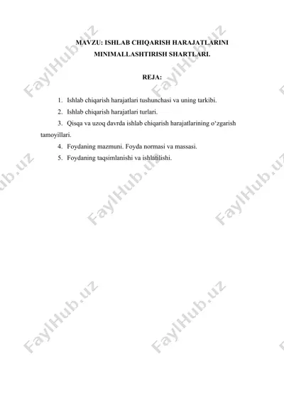 ishlab chiqarish harajatlari — DOCX