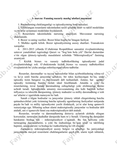fanning nazariy mashg`ulotlari mazmuni — DOCX