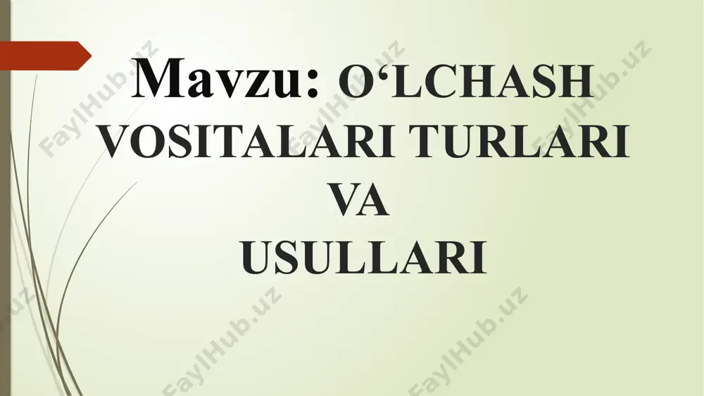 foydalaniladi. mikrometr. mikrometr odatda qismlarning enini ham tashqi yoki ichki o‘lchamlarini o‘chashda ishlatiladi. mikrometr chuqurliklarni o‘lchashda ham foydalaniladi. mikrometrlar hisoblash xatoliklarini kamaytirish maqsadida raqamli hisoblash bilan ta’minlanishi mumkin. proektor profilya. proektor profilya namunalar aniqligining ikkilik konturi va boshqa bajarilgan ishlarni o‘lchashda foydalaniladi. o‘lchangan qism optik tizimda kattalashtiriladi va ekranda namoyish etiladi. ekranda o‘qish qismlarni o‘lchash imkonini beradi. darajalash xarakteristikasi (dx) deb eksperiment yo‘li bilan o‘lchash vositasi chiqish va kirish signali orasidagi bog‘lanishga aytiladi. bu xarakteristika – analitik, grafik va jadval ko‘rinishida berilishi mumkin. dx ichki va tashqi sabablar ta’sirida o‘zgarishi mumkin. masalan: tokning tez o‘zgarishida o‘lchash vositasi qo‘zg‘al-mas qismi inertsiyasiga ko‘ra tok o‘zgarishini kuzata olmaydi. o‘lchash vositasi xatoligi – uning asosiy metrologik xarakteristikasidir. asosiy xatolik – bu o‘lchash vositasining normal ekspluatatsiya sharoitidagi xatoligidir. o‘lchash turlari va usullarining klassifikatsiyasi. o‘lchash turlari:  bevosita o‘lchash,  bilvosita o‘lchash,  birgalikda o‘lchash,  birlashtirib o‘lchash.  bevosita o‘lchash deb, o‘lchanayotgan kattalikning izlanayotgan qiymatini …