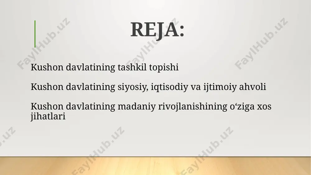 sida mag‘lub bo‘lib, ularni yanada g‘arb tomonga sijishlariga sabab bo‘ladilar. issiq ko‘l atroflarida yuedjilar sak qabilalari bilan to‘qnashib, ularni mag‘lub qiladilar va ular janubi-g‘arbga sug‘d hududiga chekinishga majbur bo‘ladilar. yuedjilar ularning orqasidan borib mil.avv.133-129 yillarda szyanshichen degan joyda o‘zlarining qarorgohini bunyod qiladilar. shimoliy farg‘ona hududlarida ham o‘zlarining qarorgohlarini quradilar. ular yagonani podsho boshqarmagan, qabila oqsoqollari boshqargan. namangan viloyati yangiqo‘rg‘on tumanidagi kushon qishlog‘i va kosonsoydagi koson shahrini kushonlar barpo qilganlar. yunon-baqriya davlati inqrozga uchray boshlaganidan foydalangan yuedjilar mil.avv. 130 yillarda hujumni boshlaydilar. xitoy manbalarida ta`kidlanganidek, yuyechjilar beshta siyosiy xonadonga mansub edilar. go`yshuan, (kushon). xyumi, shuanmi, xise, xuanmi. ularning har biri qariyb yuz yilgacha alohida-alohida siyosiy kuch hokimlik bo`lib, yagona hukmdorga bo`ysunmagan holda faoliyat yuritadilar. ko‘chmanchilarning mil.avv. i – milodiy i asrlarga oid tillatepa va ko‘ktepa yodgorliklaridagi nekropolida oltin buyumlar topilgan. 1978–1979 yillarda tillatepa yodgorligida ko‘chmanchi chorvadorlarning 7 ta qabri o‘rganilgan. v.shuls marhumlarning barchasi bir paytda ko‘milgan deb hisoblaydi. o‘rtada qabila boshlig‘i …