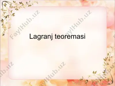 lagranj tenglamasi — PPT