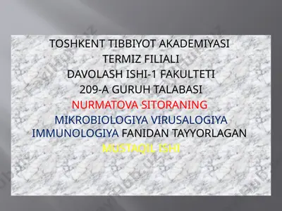atipik mikobakteriyalar va ularni amaliyotdagi ahamiyati — PPTX